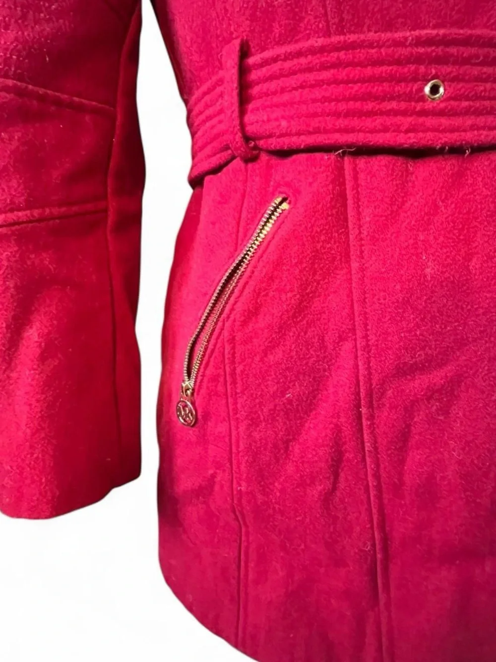 Michael Kors Hot Pink Suede Belted Trench Coat